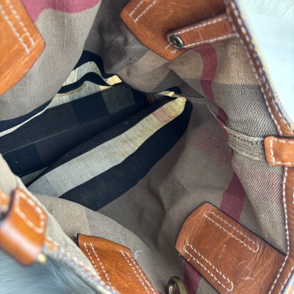 Burberry Tottenham Medium Tote Multicolor Plaid Tote with Leather Details - Picture 8 of 15